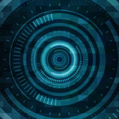 Abstract blue concentric circles depicting AI data processing for Tal.AI recruitment technology.